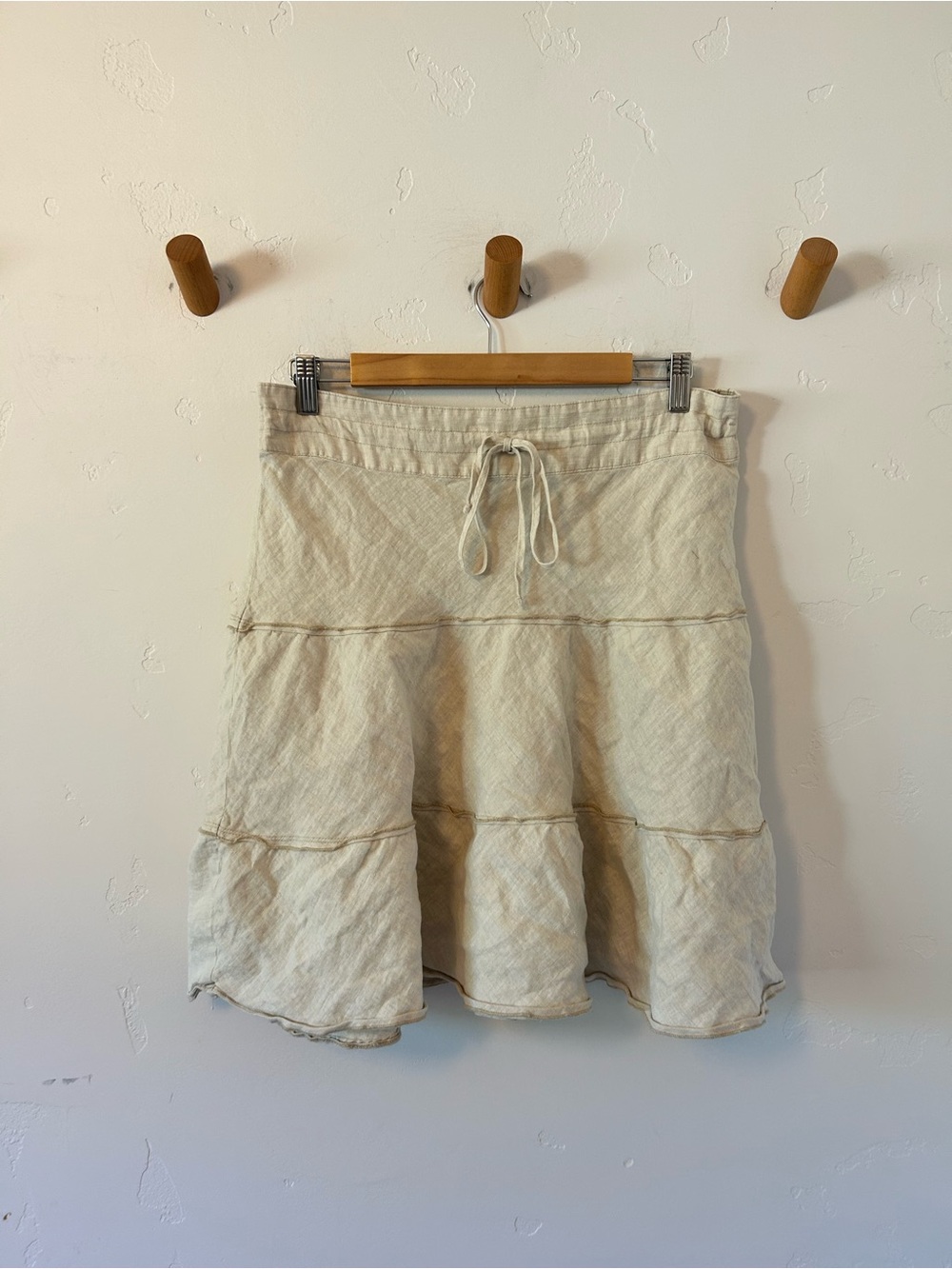 Caslon  100% Linen Skirt Women's Medium Tiered Pull On Elastic Waist Lightweight